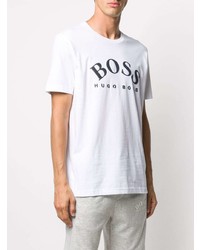 T-shirt à col rond imprimé blanc et noir BOSS