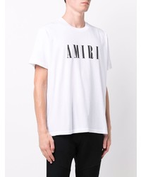 T-shirt à col rond imprimé blanc et noir Amiri