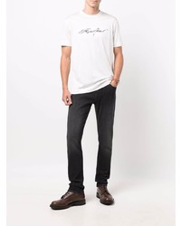 T-shirt à col rond imprimé blanc et noir Emporio Armani