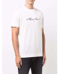 T-shirt à col rond imprimé blanc et noir Emporio Armani