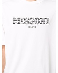 T-shirt à col rond imprimé blanc et noir Missoni