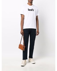 T-shirt à col rond imprimé blanc et noir Levi's