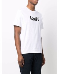 T-shirt à col rond imprimé blanc et noir Levi's