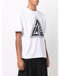 T-shirt à col rond imprimé blanc et noir Lanvin