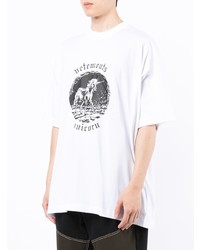 T-shirt à col rond imprimé blanc et noir Vetements