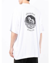 T-shirt à col rond imprimé blanc et noir Vetements