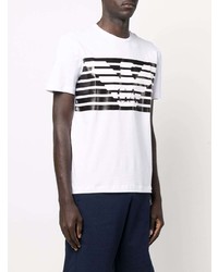 T-shirt à col rond imprimé blanc et noir Ea7 Emporio Armani