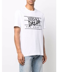 T-shirt à col rond imprimé blanc et noir Versace