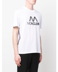 T-shirt à col rond imprimé blanc et noir Moncler