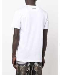 T-shirt à col rond imprimé blanc et noir Les Hommes
