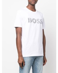 T-shirt à col rond imprimé blanc et noir BOSS