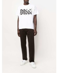 T-shirt à col rond imprimé blanc et noir Bossi Sportswear