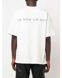 T-shirt à col rond imprimé blanc et noir Ih Nom Uh Nit