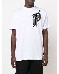 T-shirt à col rond imprimé blanc et noir Philipp Plein