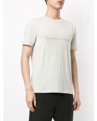 T-shirt à col rond imprimé blanc et noir Giorgio Armani