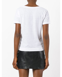 T-shirt à col rond imprimé blanc et noir Just Cavalli