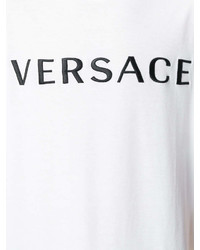 T-shirt à col rond imprimé blanc et noir Versace