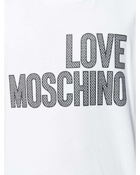 T-shirt à col rond imprimé blanc et noir Love Moschino