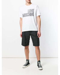 T-shirt à col rond imprimé blanc et noir Love Moschino