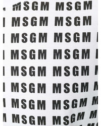 T-shirt à col rond imprimé blanc et noir MSGM