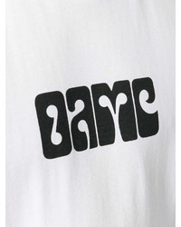 T-shirt à col rond imprimé blanc et noir Oamc