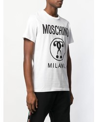 T-shirt à col rond imprimé blanc et noir Moschino