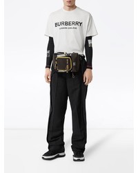 T-shirt à col rond imprimé blanc et noir Burberry