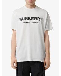 T-shirt à col rond imprimé blanc et noir Burberry