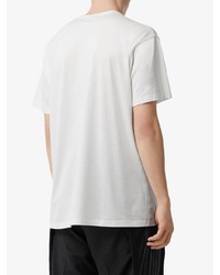 T-shirt à col rond imprimé blanc et noir Burberry