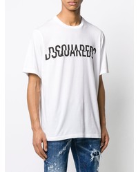 T-shirt à col rond imprimé blanc et noir DSQUARED2