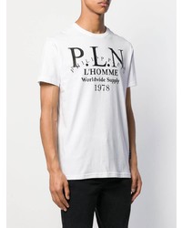 T-shirt à col rond imprimé blanc et noir Philipp Plein