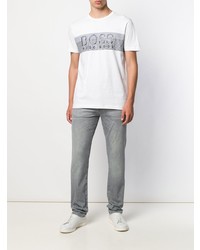 T-shirt à col rond imprimé blanc et noir BOSS HUGO BOSS