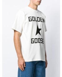 T-shirt à col rond imprimé blanc et noir Golden Goose