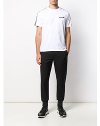 T-shirt à col rond imprimé blanc et noir Les Hommes Urban