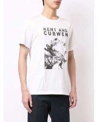 T-shirt à col rond imprimé blanc et noir Kent & Curwen