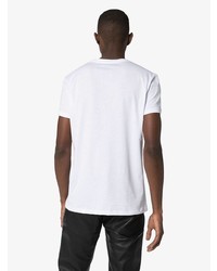 T-shirt à col rond imprimé blanc et noir Balmain