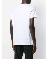 T-shirt à col rond imprimé blanc et noir Balmain