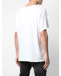 T-shirt à col rond imprimé blanc et noir Amiri