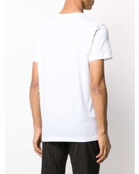 T-shirt à col rond imprimé blanc et noir Balmain