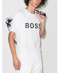 T-shirt à col rond imprimé blanc et noir BOSS