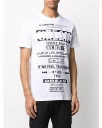 T-shirt à col rond imprimé blanc et noir VERSACE JEANS COUTURE