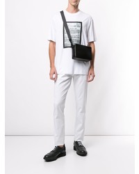 T-shirt à col rond imprimé blanc et noir Emporio Armani