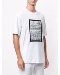 T-shirt à col rond imprimé blanc et noir Emporio Armani