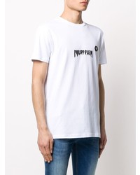 T-shirt à col rond imprimé blanc et noir Philipp Plein