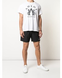 T-shirt à col rond imprimé blanc et noir Amiri