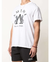 T-shirt à col rond imprimé blanc et noir Amiri