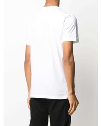 T-shirt à col rond imprimé blanc et noir Moschino