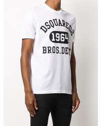 T-shirt à col rond imprimé blanc et noir DSQUARED2