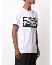 T-shirt à col rond imprimé blanc et noir Philipp Plein