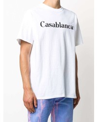 T-shirt à col rond imprimé blanc et noir Casablanca